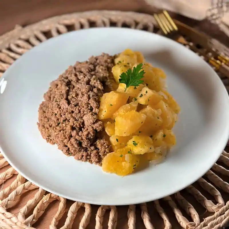 refeição chefcot patinho moído com mandioca do cardápio fitness Ingredientes